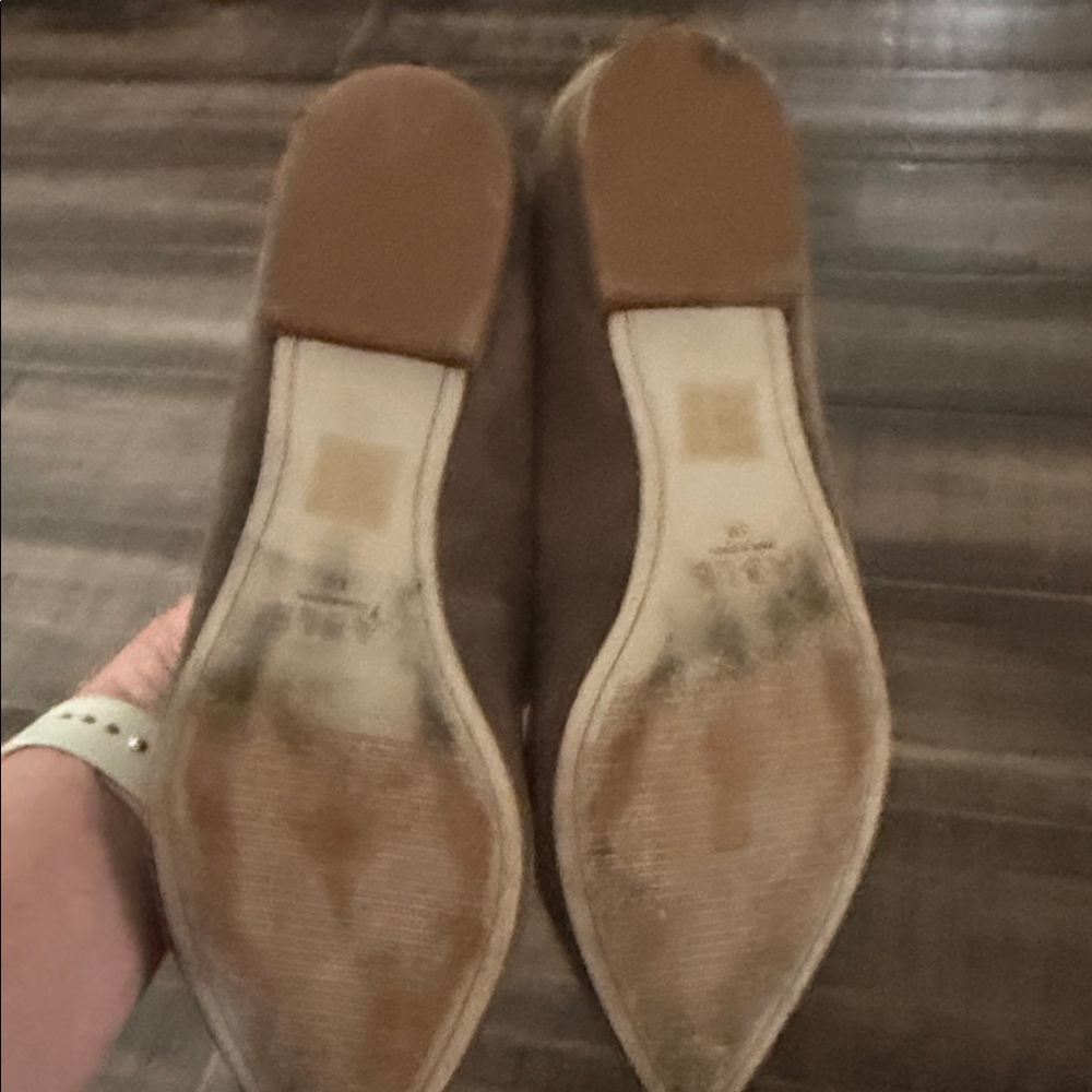 Women's Pointed Toe Ankle Strap Flats - taupe color Suede - Picture 5 of 5